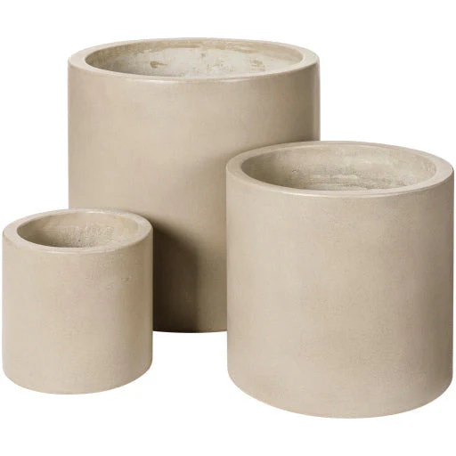 Surya Seastone Collection Modern Set of 3 Brushed Matte Gray Concrete Outdoor Floor Vases SST-007 - Image 4