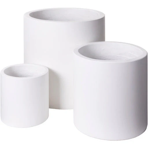 Surya Seastone Collection Modern Set of 3 Brushed Matte White Concrete Outdoor Floor Vases SST-009 - Image 2