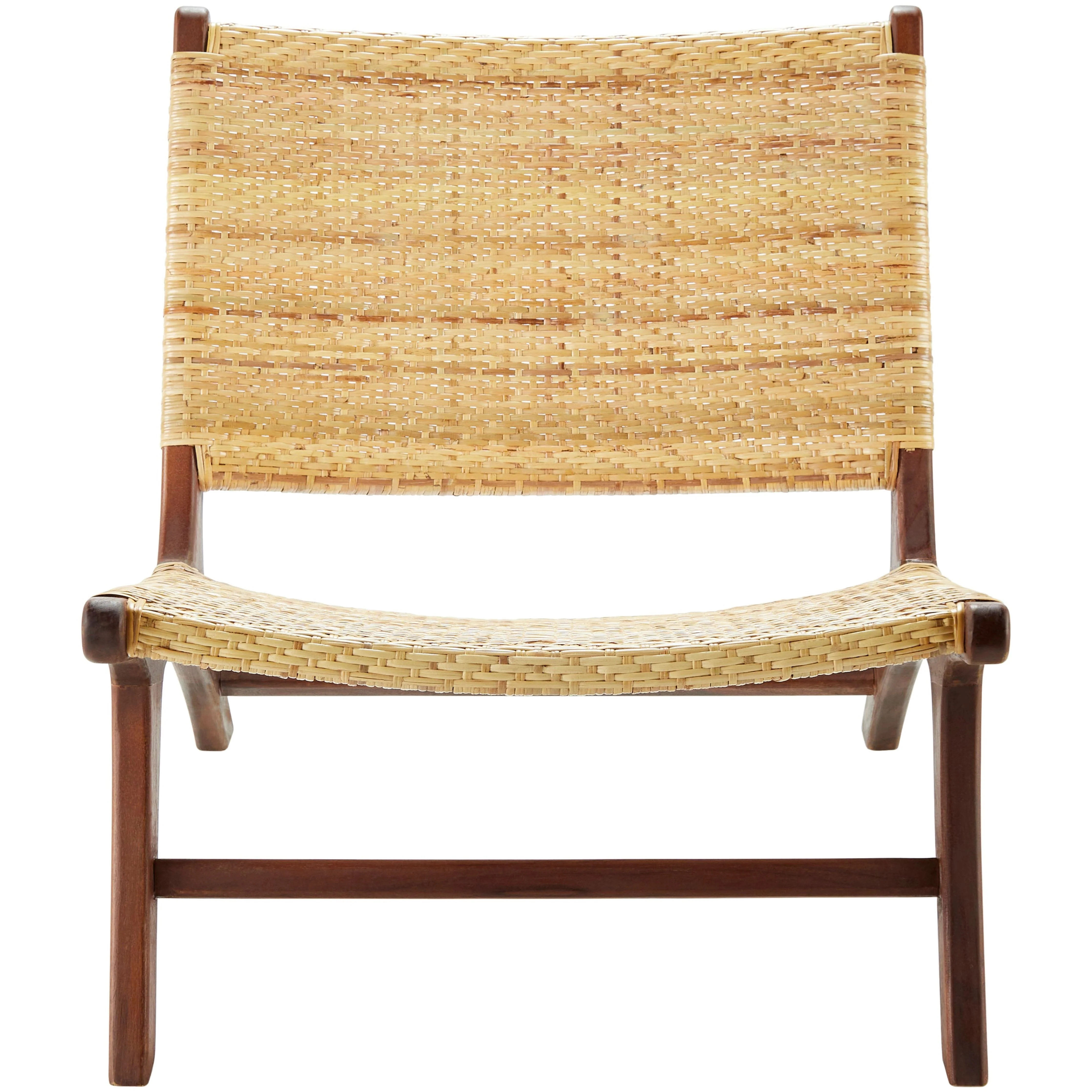Surya Shisho Modern Wheat Back Rattan With Wood Legs Set of 2 Accent Chairs - Image 2
