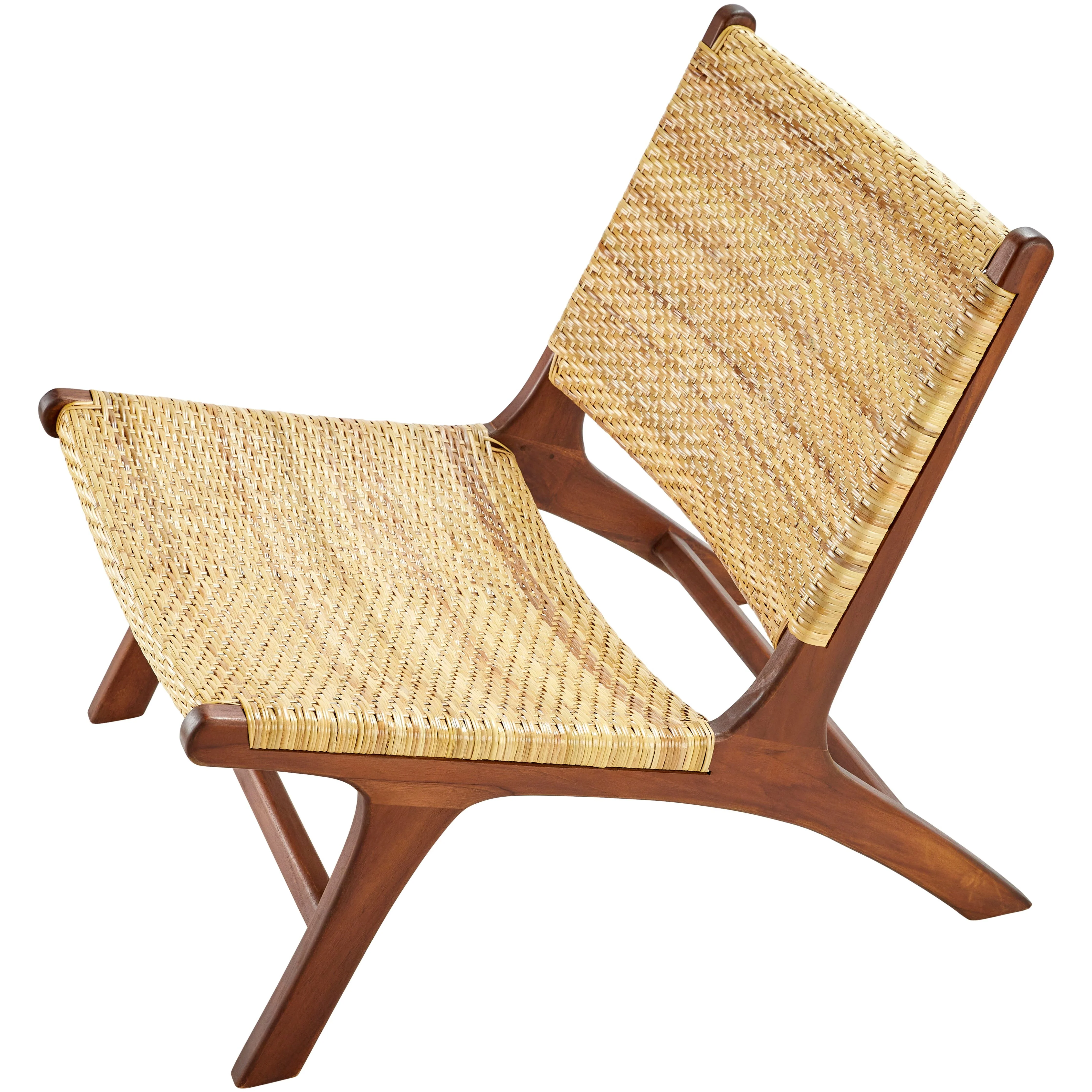 Surya Shisho Modern Wheat Back Rattan With Wood Legs Set of 2 Accent Chairs - Image 3