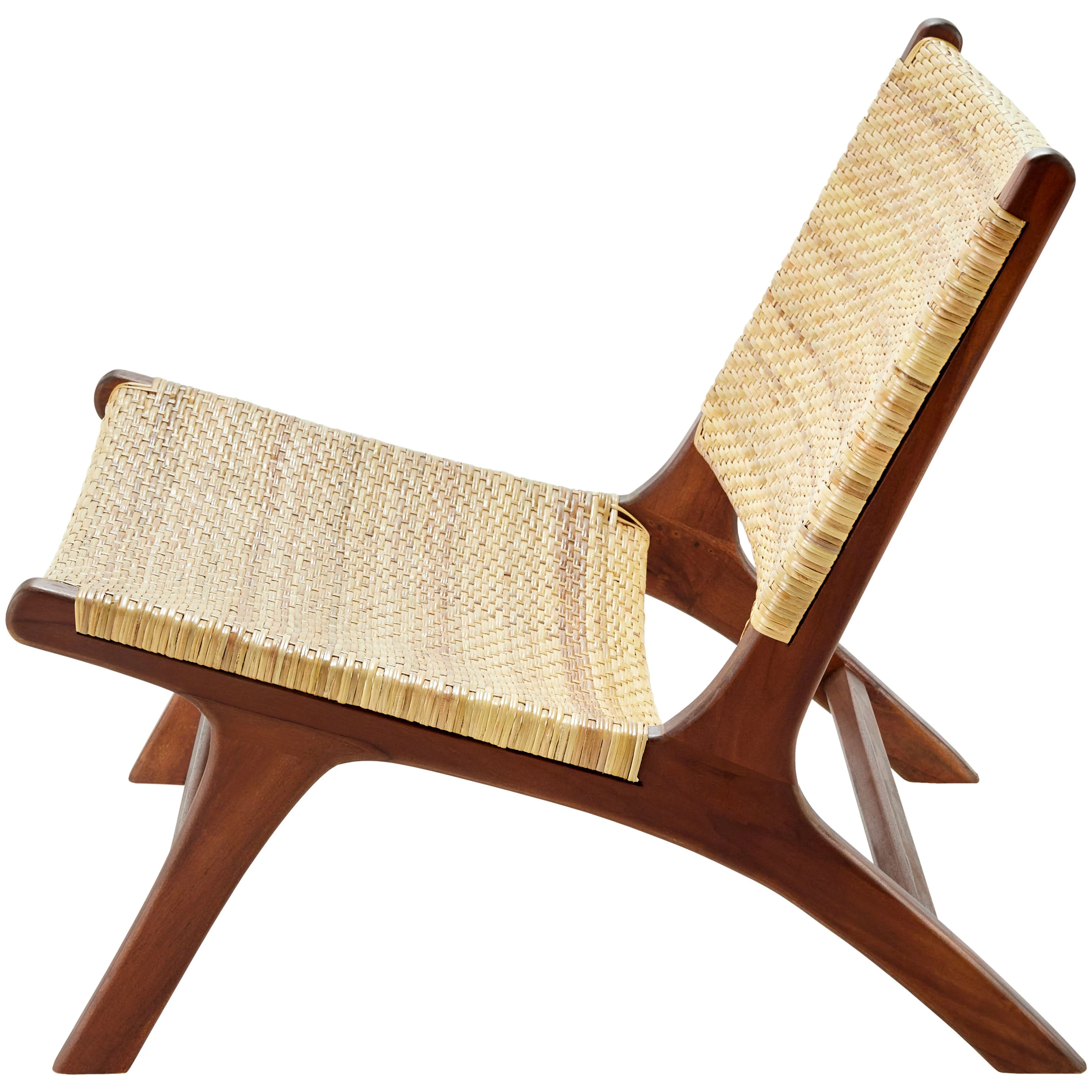 Surya Shisho Modern Wheat Back Rattan With Wood Legs Set of 2 Accent Chairs - Image 4