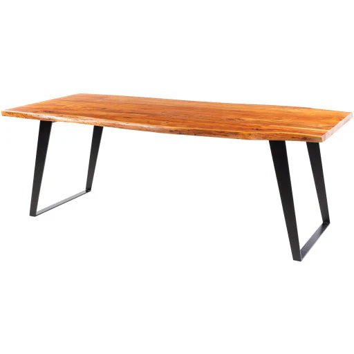 Surya Halden Modern Wood Dining Table With Black Metal Base