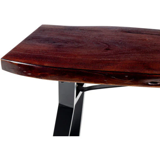 Surya Stavanger Modern Wood Dining Bench With Black Metal Legs - Image 5