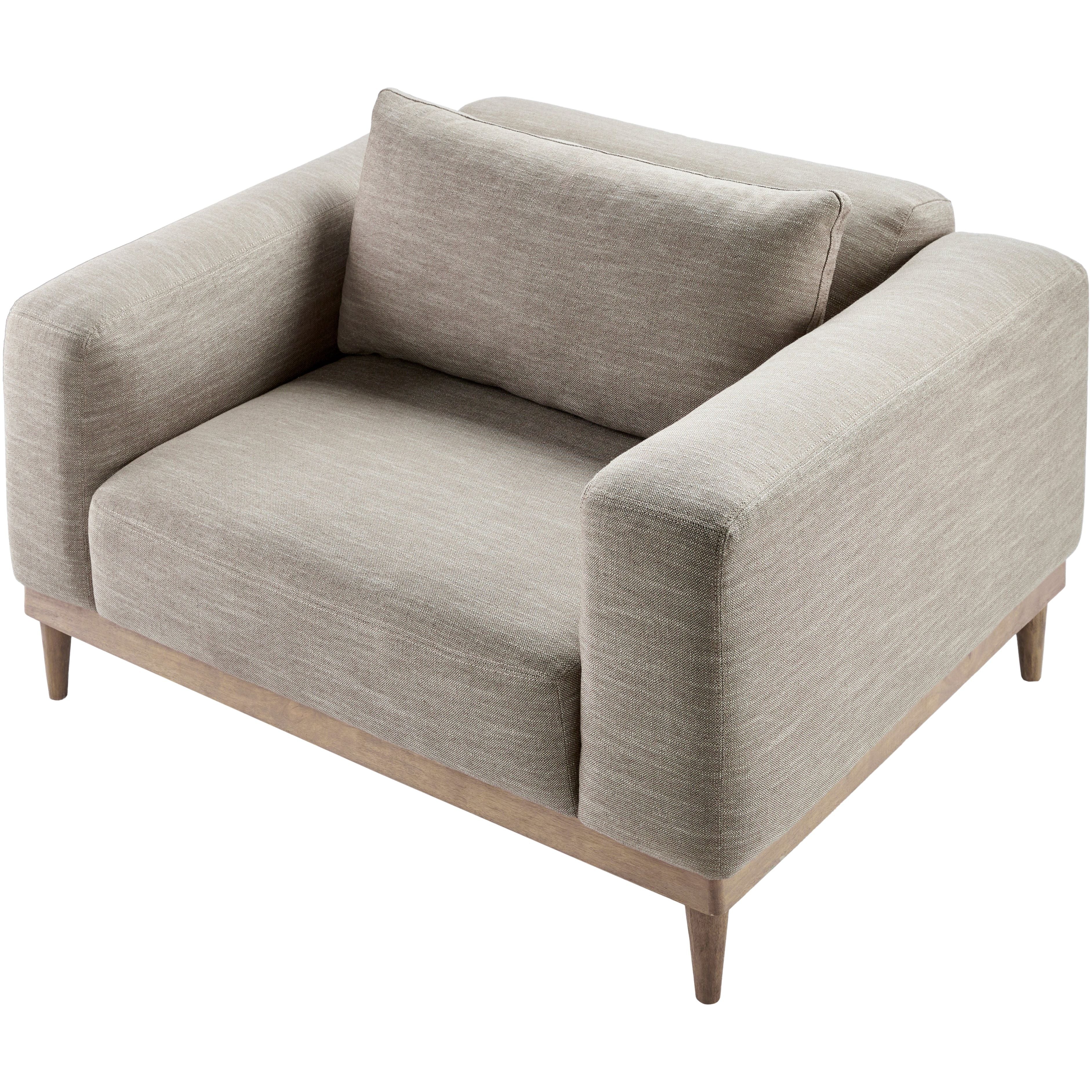 Surya Strattan Modern Gray Linen Square Arm Accent Chair - Image 9