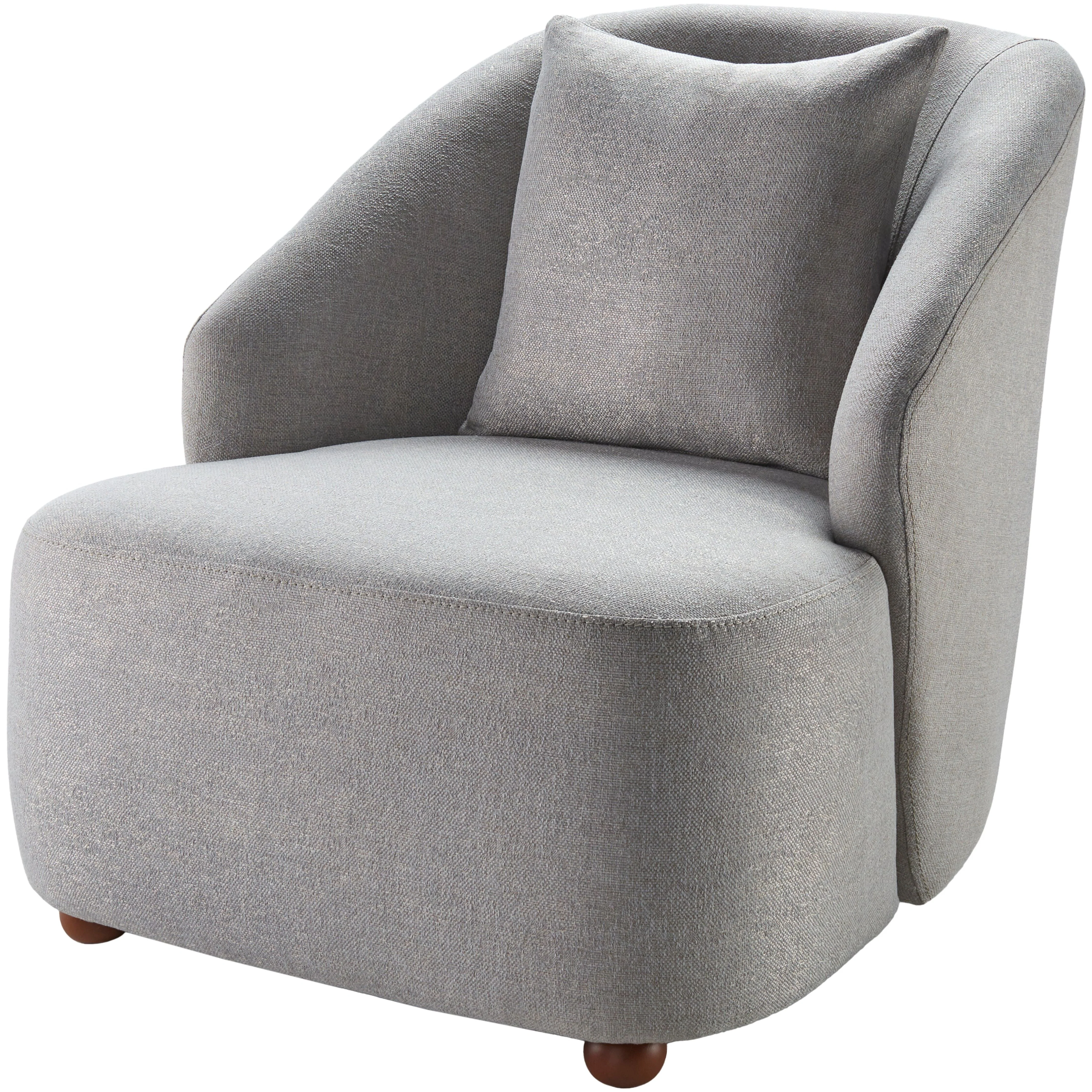 Surya Cates Modern Gray Velvet Accent Chair with Accent Pillow