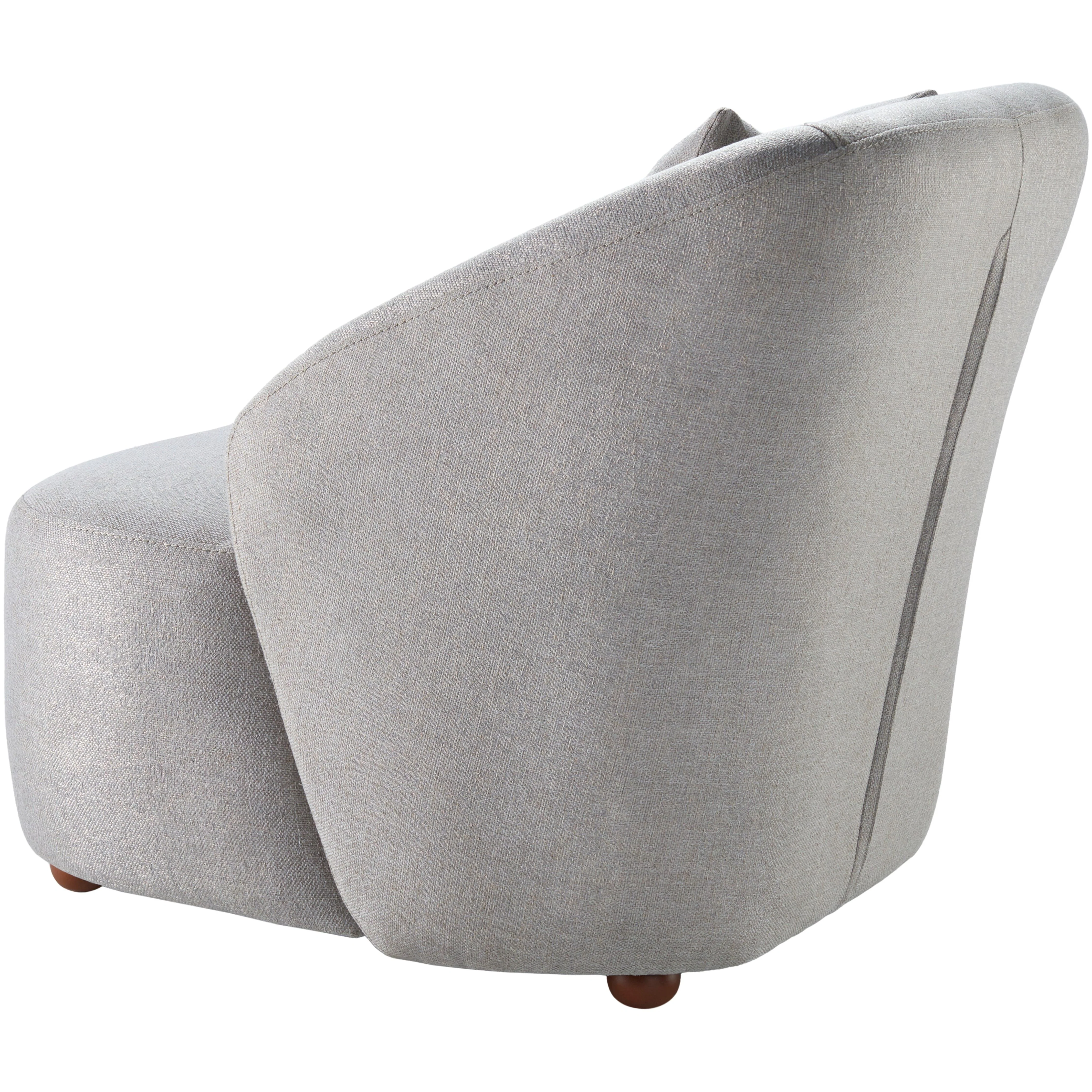 Surya Cates Modern Gray Velvet Accent Chair with Accent Pillow - Image 3