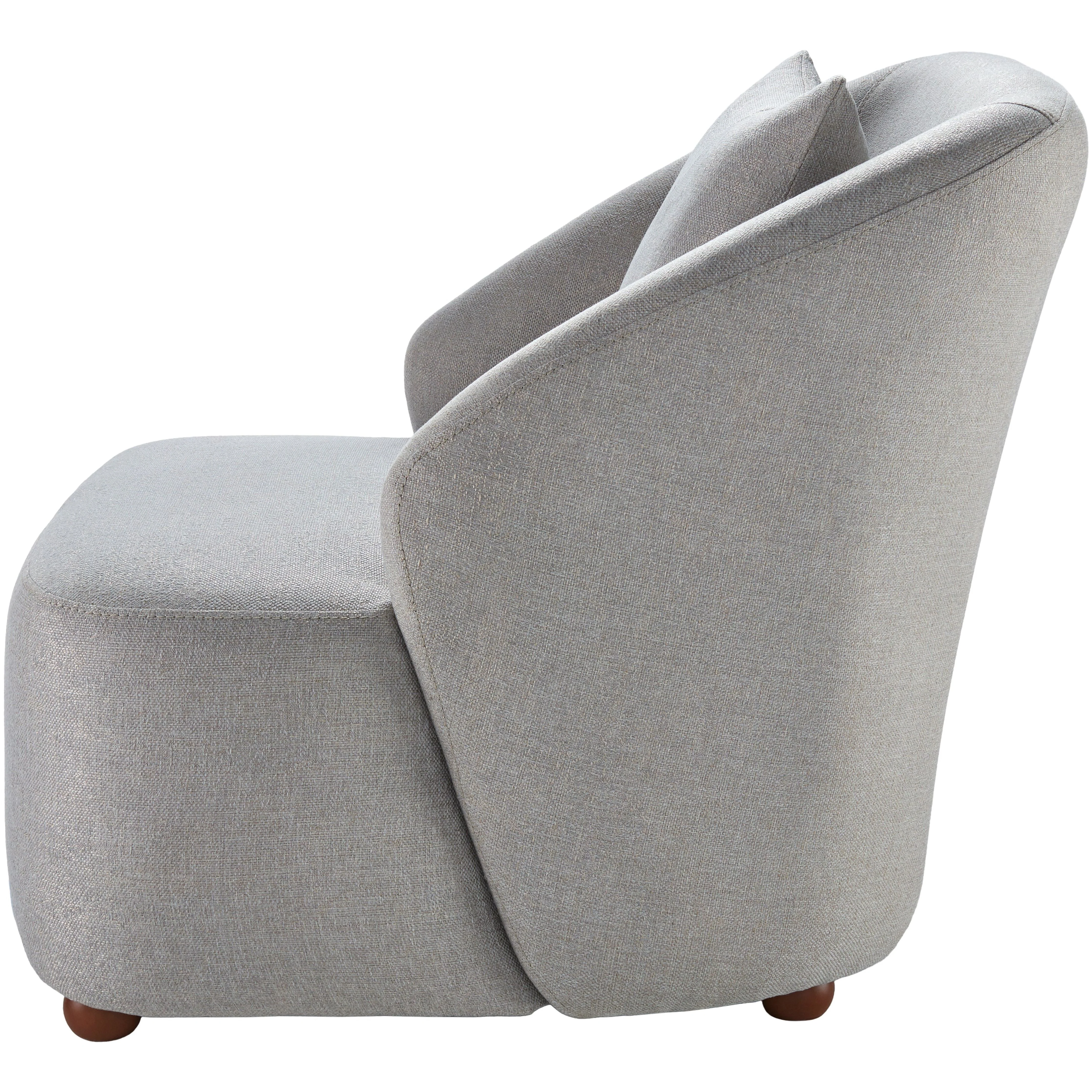 Surya Cates Modern Gray Velvet Accent Chair with Accent Pillow - Image 6