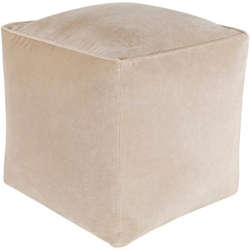 Surya Modern Cream Cotton Velvet Pouf Ottoman CVPF-017 - Image 2