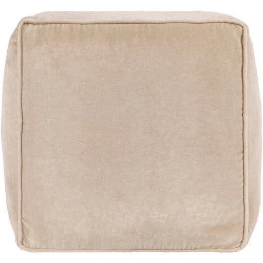 Surya Modern Cream Cotton Velvet Pouf Ottoman CVPF-017 - Image 3