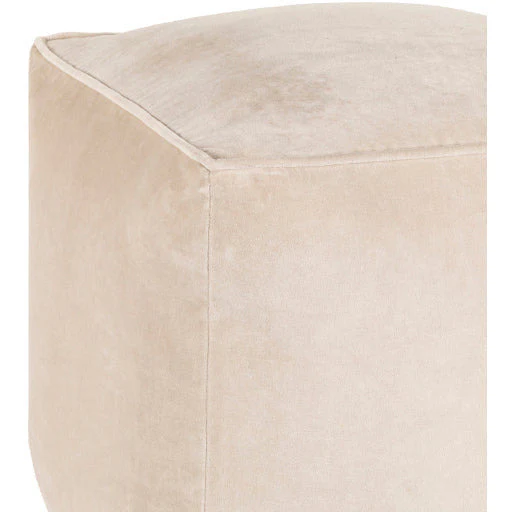 Surya Modern Cream Cotton Velvet Pouf Ottoman CVPF-017 - Image 4