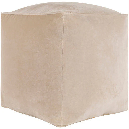 Surya Modern Cream Cotton Velvet Pouf Ottoman CVPF-017 - Image 5