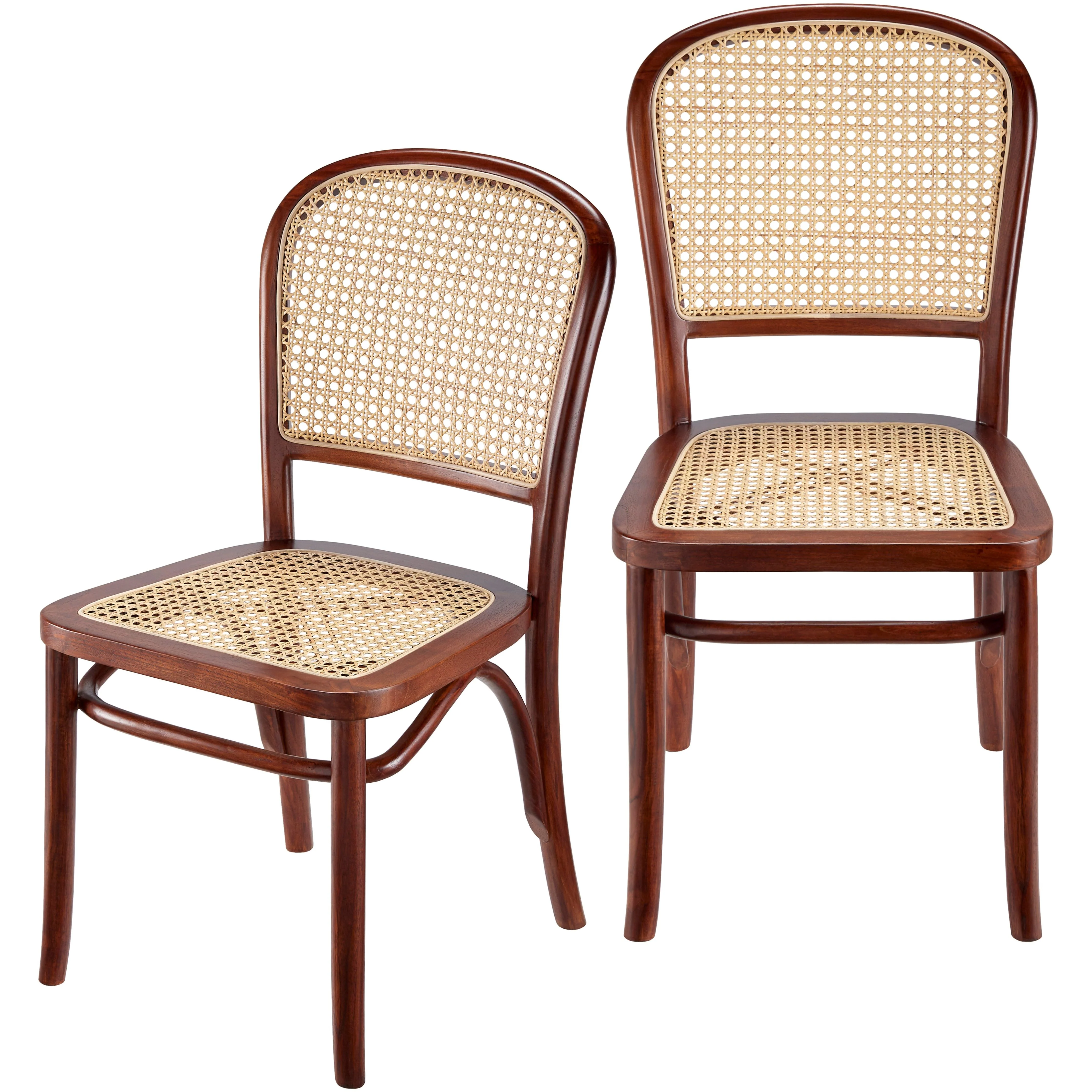 Surya Yumen Modern Wheat Back Rattan with Dark Brown Wood Set of 2 Dining Chairs