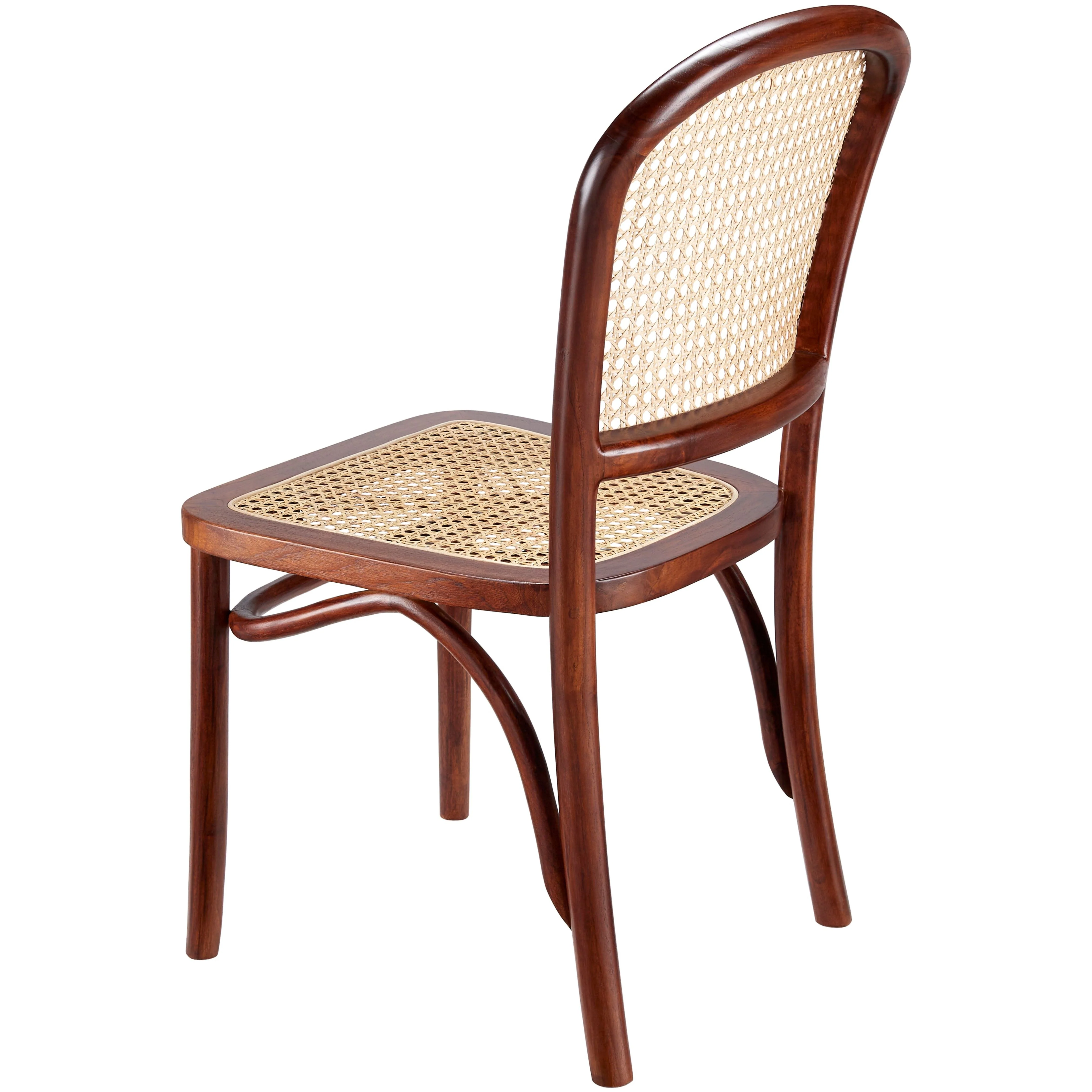 Surya Yumen Modern Wheat Back Rattan with Dark Brown Wood Set of 2 Dining Chairs - Image 3