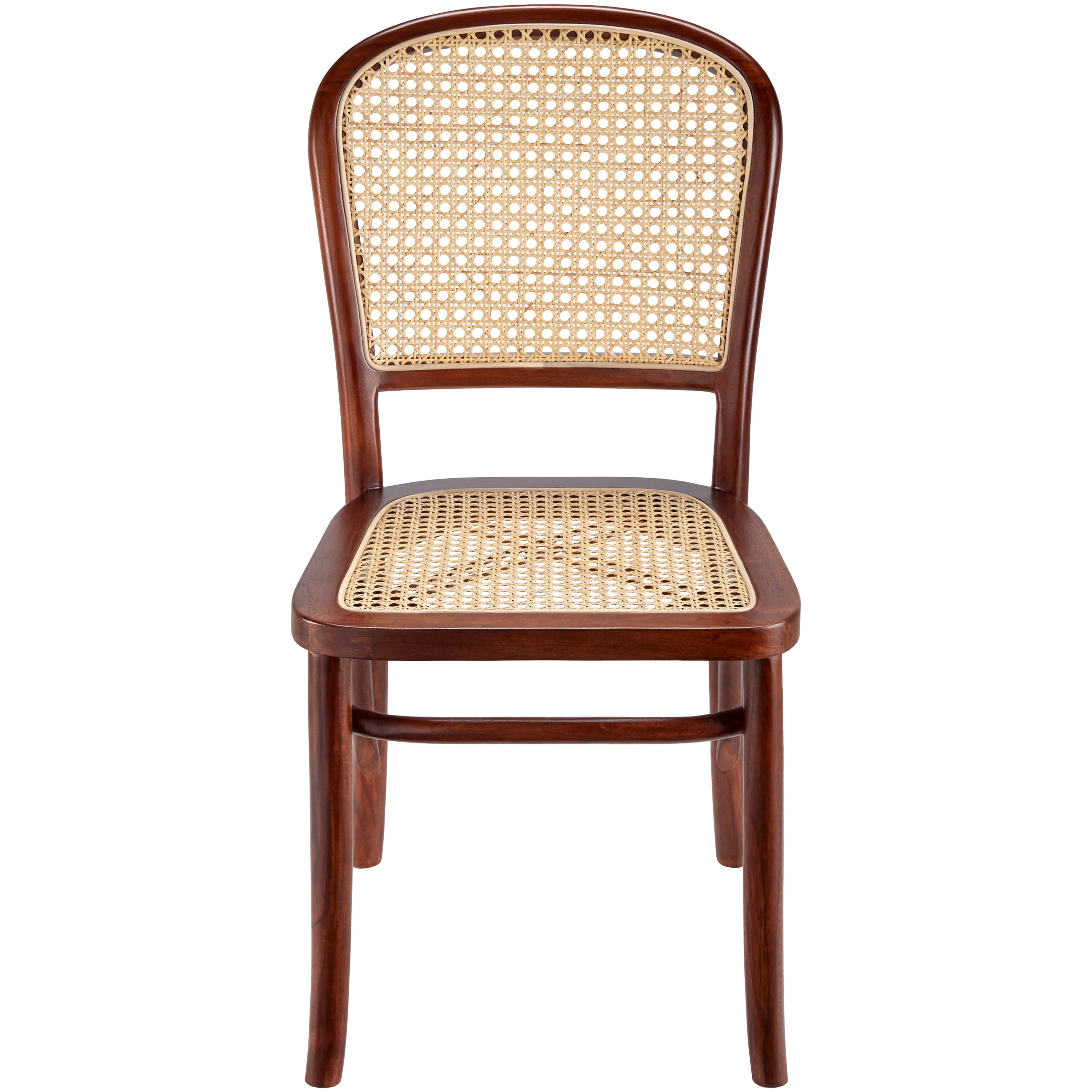 Surya Yumen Modern Wheat Back Rattan with Dark Brown Wood Set of 2 Dining Chairs - Image 4