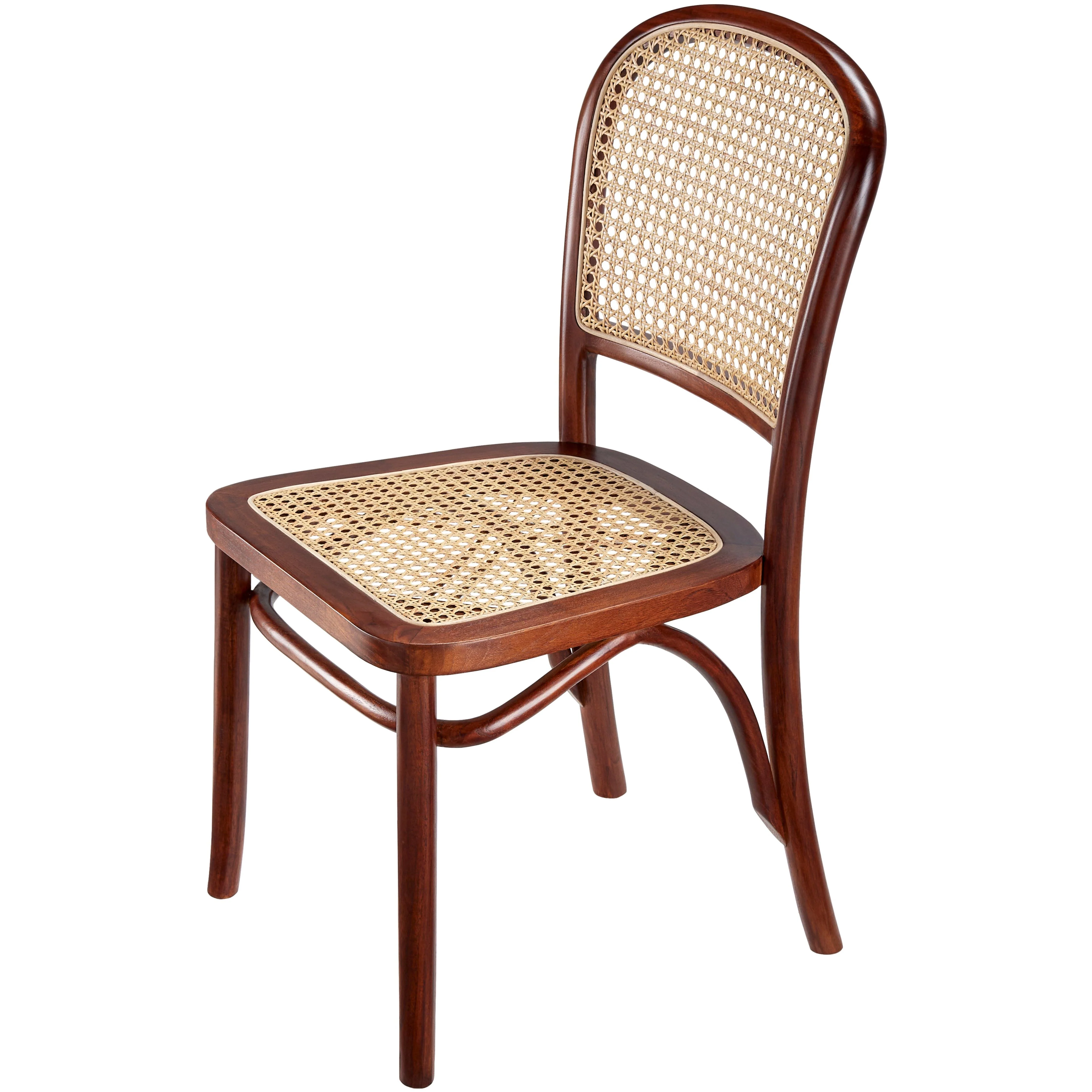 Surya Yumen Modern Wheat Back Rattan with Dark Brown Wood Set of 2 Dining Chairs - Image 6