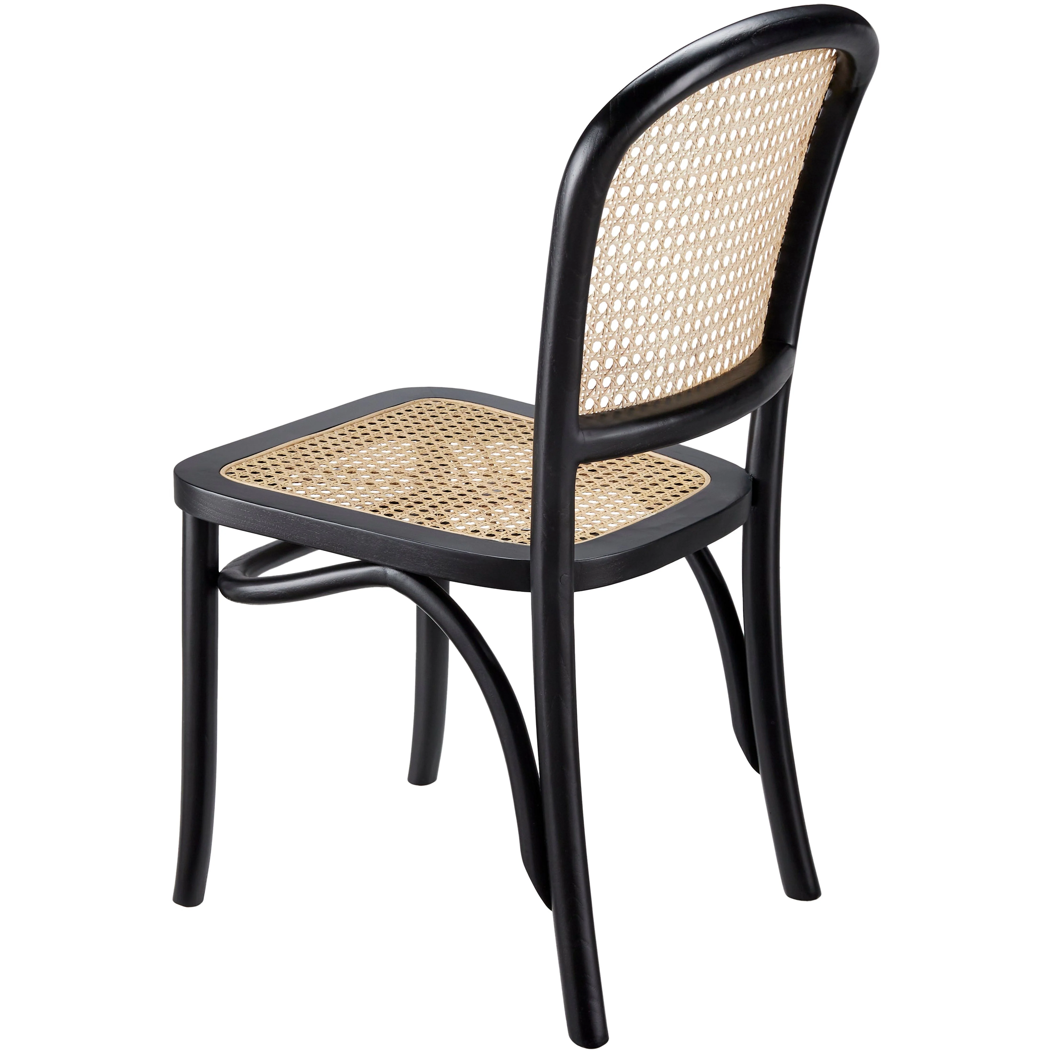 Surya Yumen Modern Wheat Back Rattan with Black Wood Set of 2 Dining Chairs - Image 3