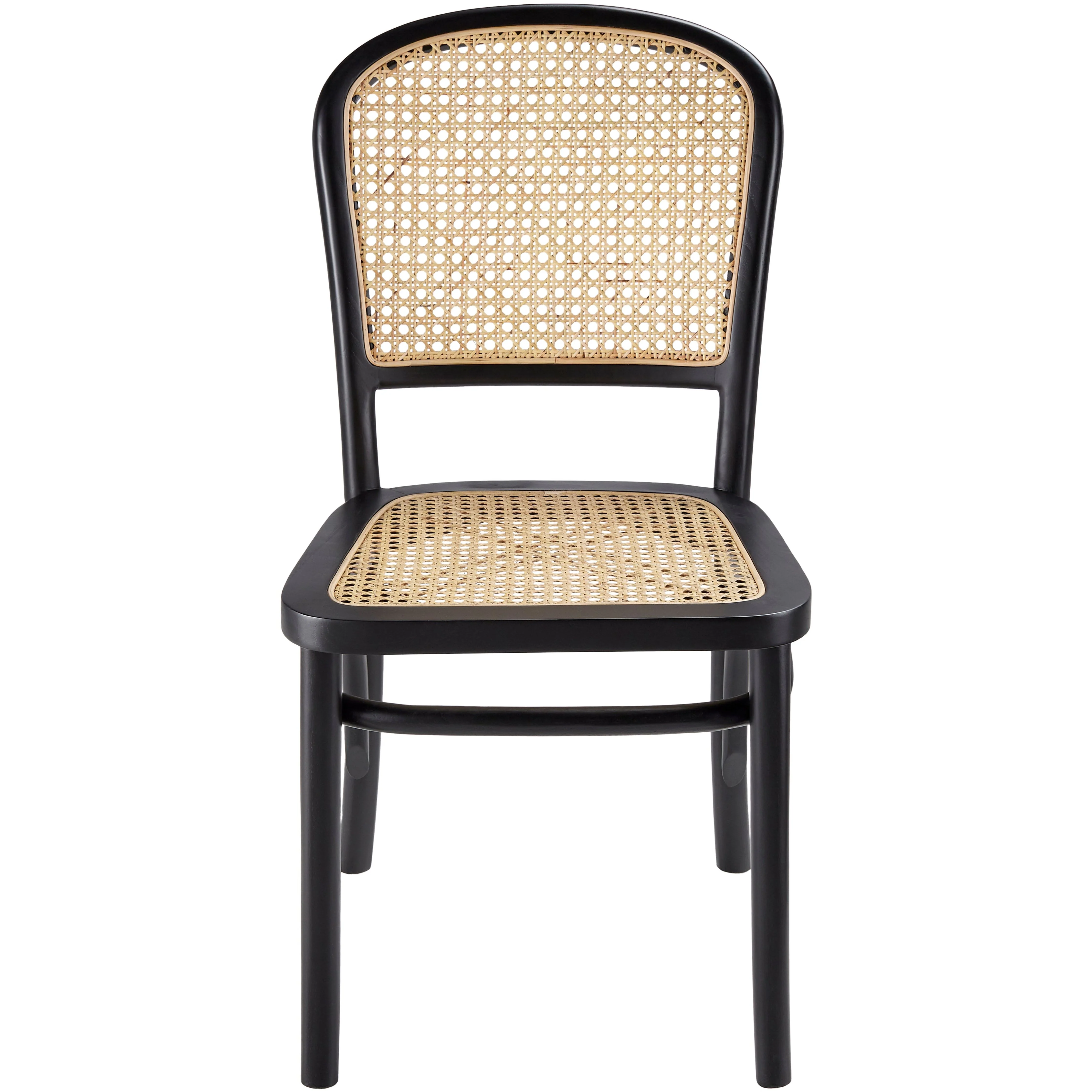 Surya Yumen Modern Wheat Back Rattan with Black Wood Set of 2 Dining Chairs - Image 4