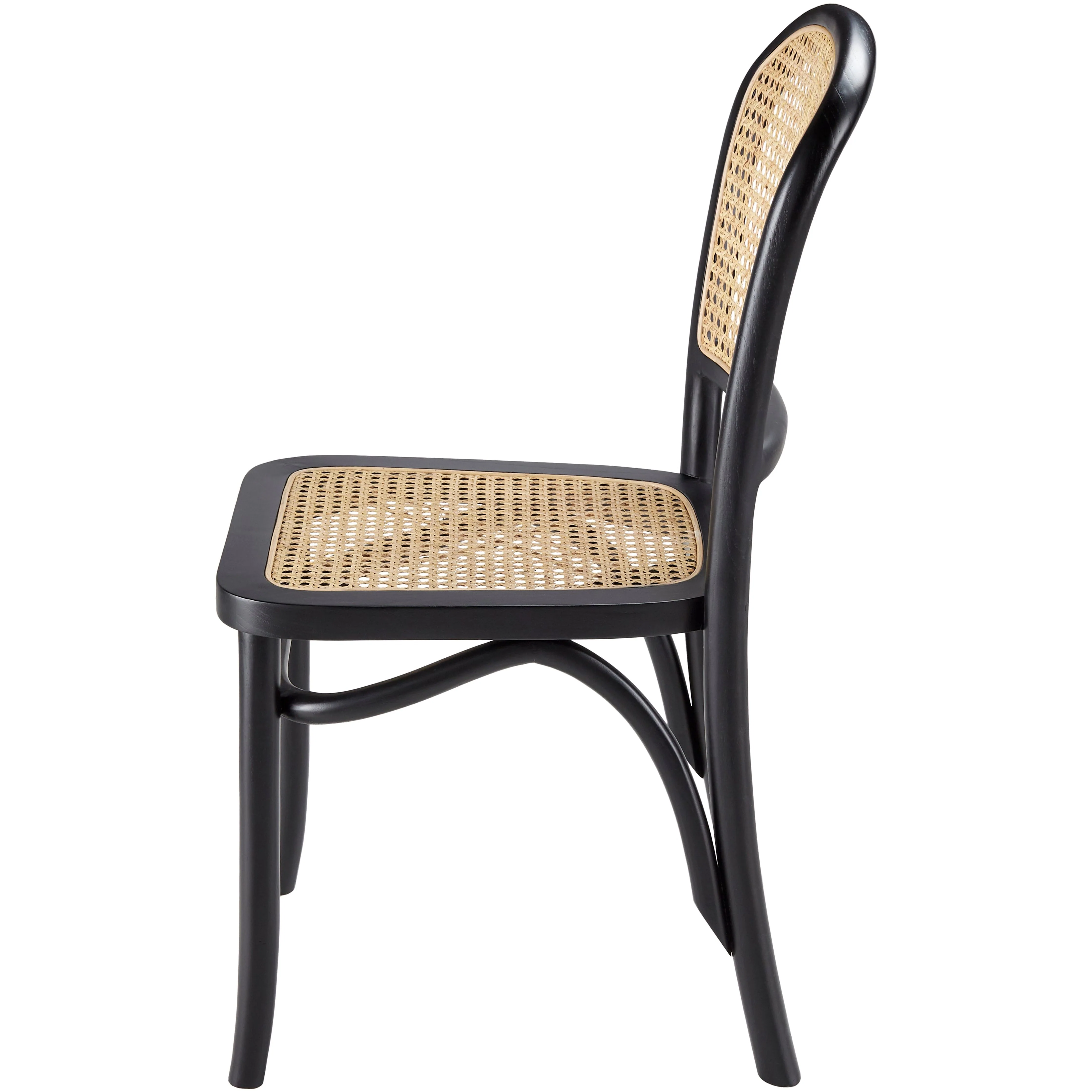 Surya Yumen Modern Wheat Back Rattan with Black Wood Set of 2 Dining Chairs - Image 5