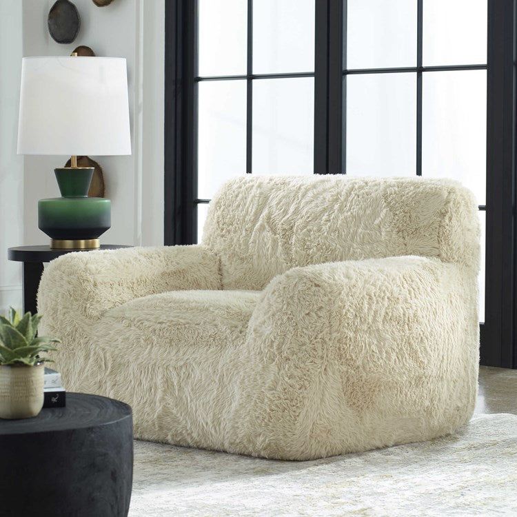 Uttermost Abide Caramel Long Haired Faux Sheepskin Accent Chair