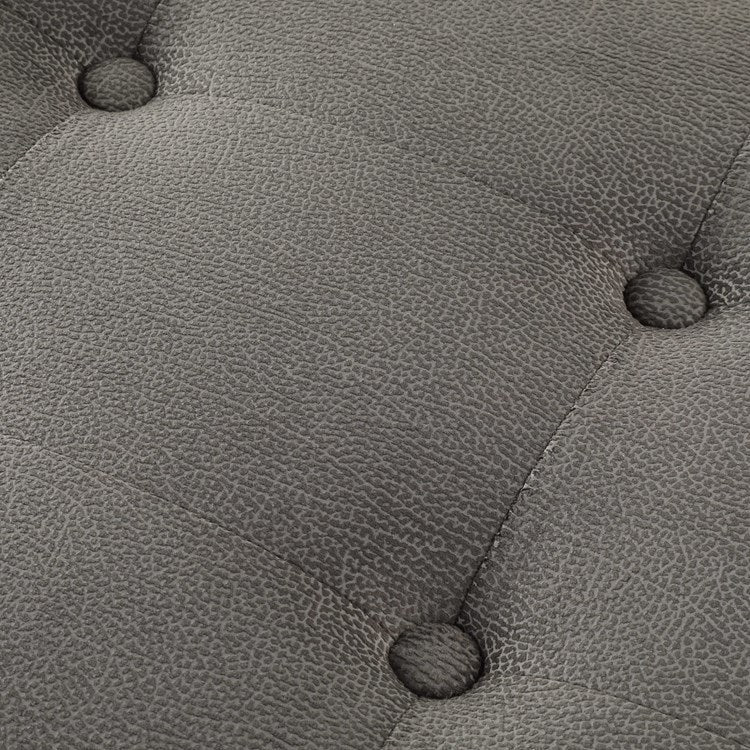 Uttermost Bijou Plush Button Tufted Gray Fabric Seat Contemporary Polished Stainless Steel Bench - Image 5