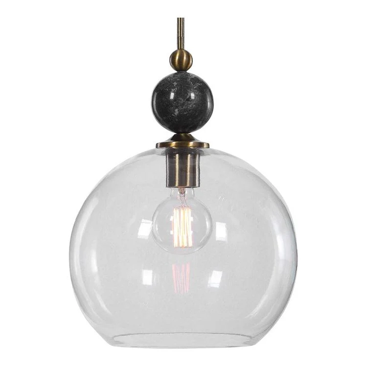 Uttermost Mendota Glass Globe With Aged Brass Finish Pendant Light - Image 2