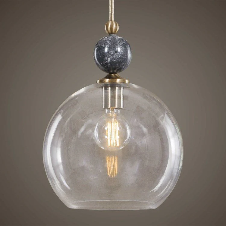 Uttermost Mendota Glass Globe With Aged Brass Finish Pendant Light - Image 3