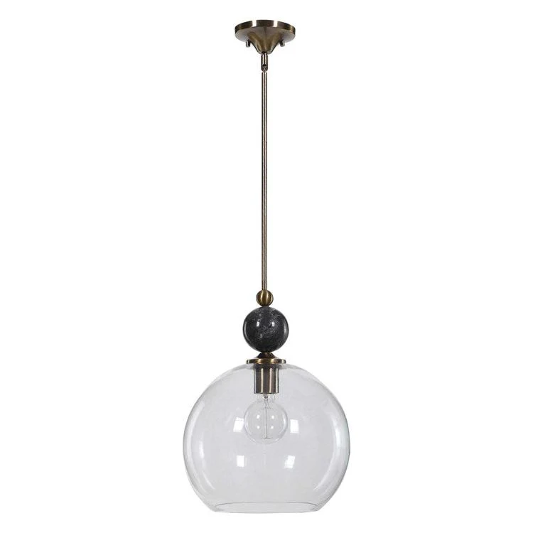 Uttermost Mendota Glass Globe With Aged Brass Finish Pendant Light - Image 4