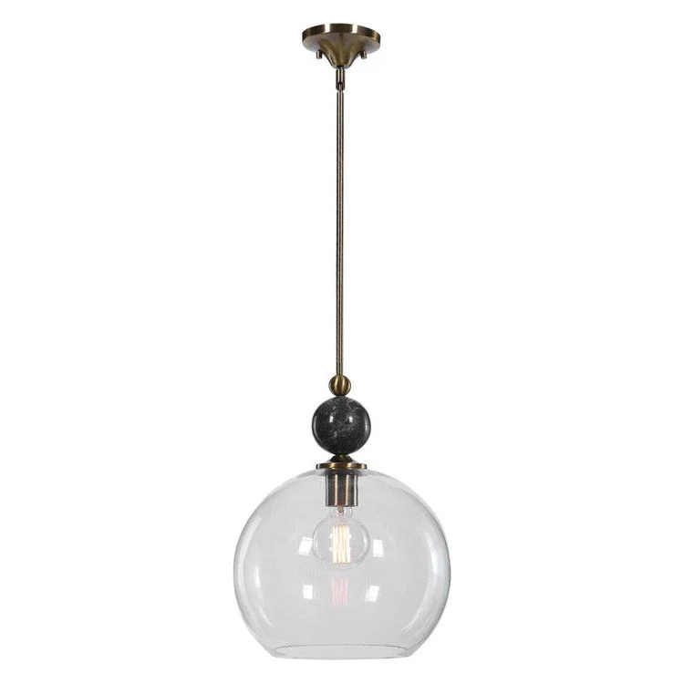 Uttermost Mendota Glass Globe With Aged Brass Finish Pendant Light - Image 5