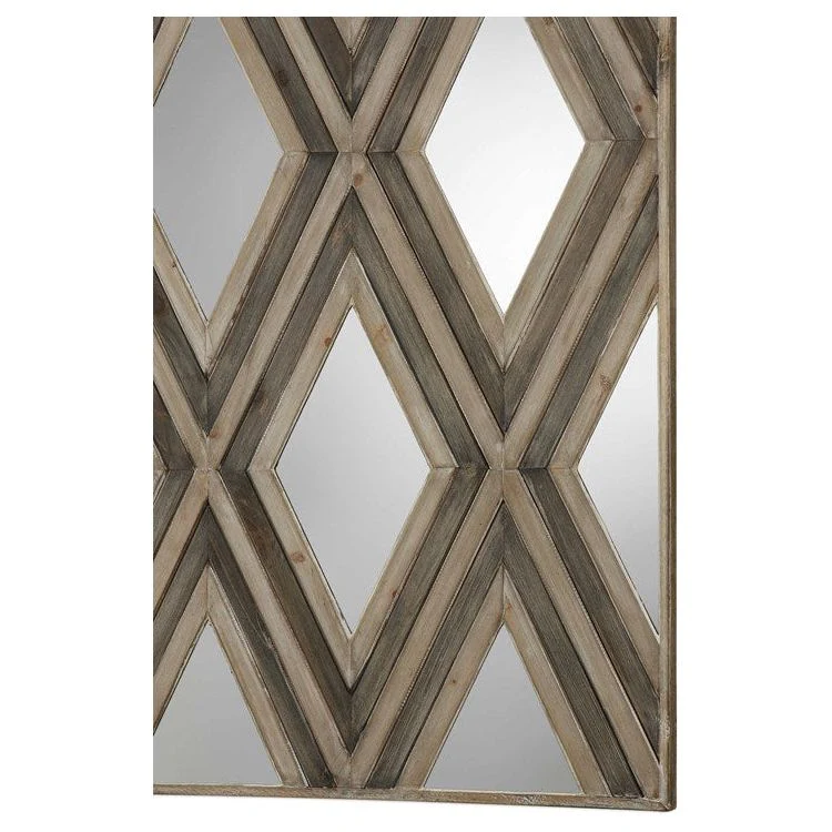 Uttermost Tahira Ivory and Chestnut Gray Mirrored Accents Wood Wall Art Decor - Image 5
