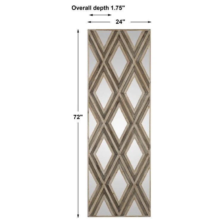 Uttermost Tahira Ivory and Chestnut Gray Mirrored Accents Wood Wall Art Decor - Image 6