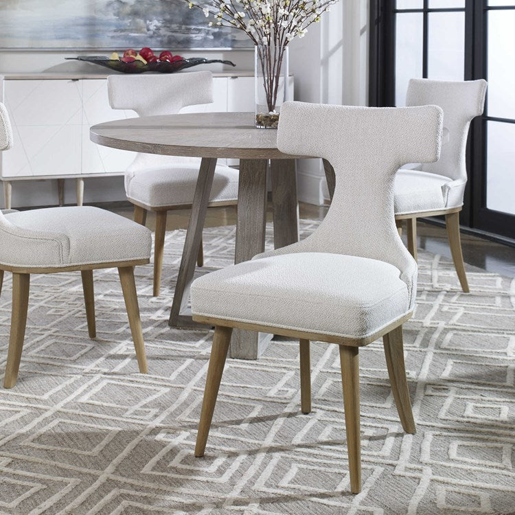 Uttermost Klismos White Performance Fabric Modern Dining Chairs Set of 2 - Image 2