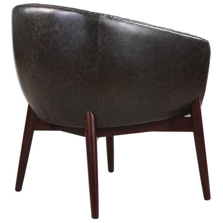 Uttermost Anders Channel-Stitched Faux Leather Onyx Accent Chair - Image 5