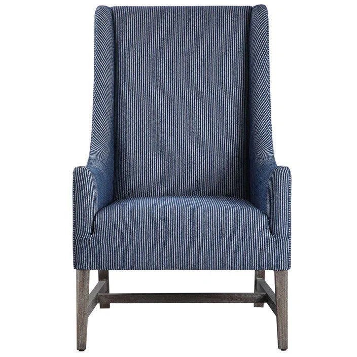 Uttermost Galiot Coastal Blue & White Wingback Chair - Image 2