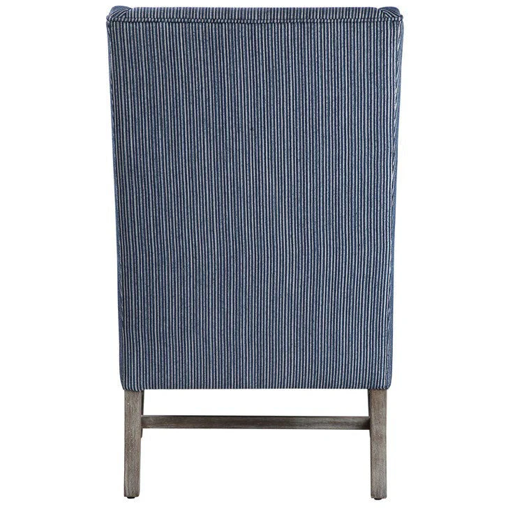 Uttermost Galiot Coastal Blue & White Wingback Chair - Image 5