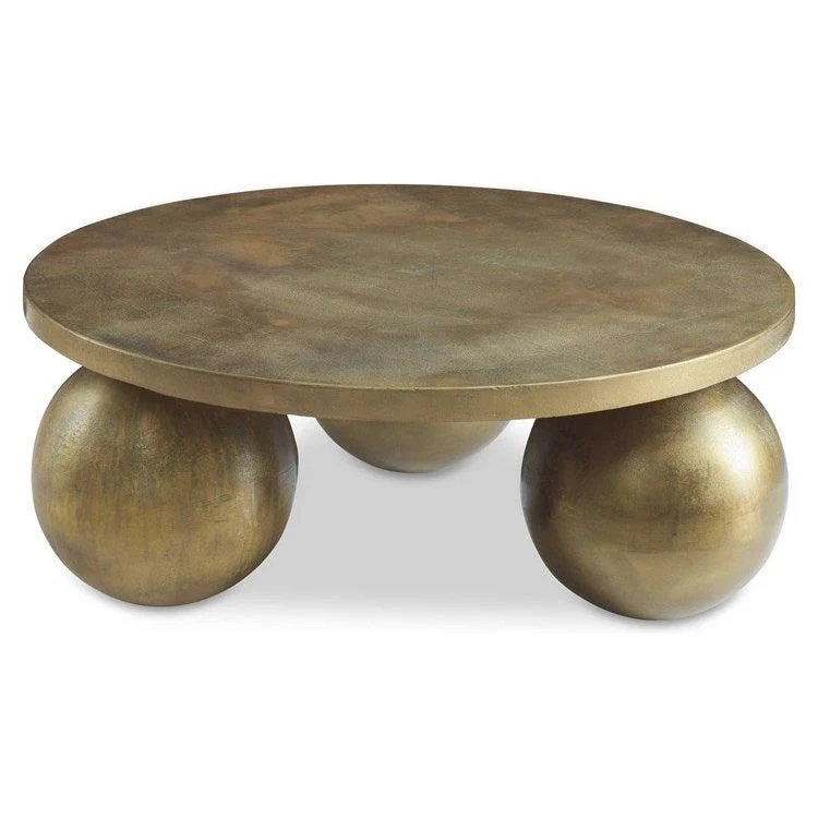 Uttermost Triplet Oversized Spheres Antique Brass Coffee Table - Image 3