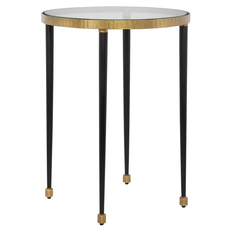 Uttermost Stiletto Glass Top With Antiqued Gold and Black Base End Table - Image 3