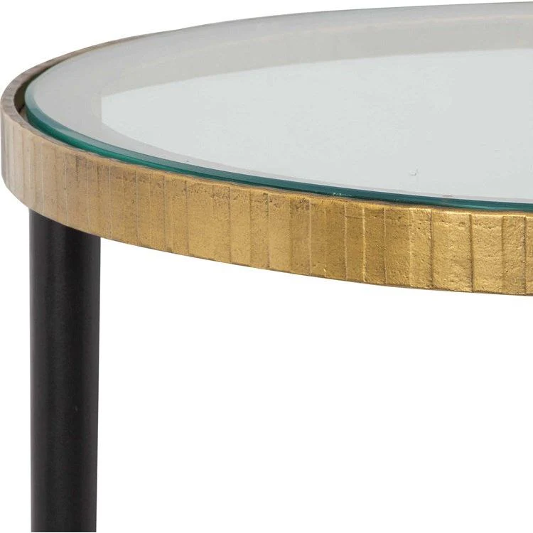 Uttermost Stiletto Glass Top With Antiqued Gold and Black Base End Table - Image 4