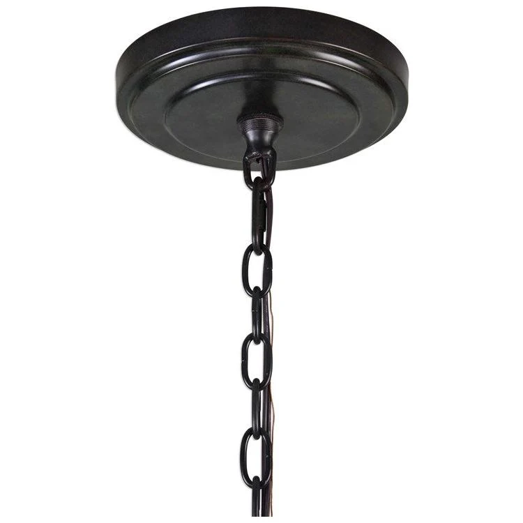 Uttermost Marlow Dark Antique and Weathered Bronze with Leather Straps 12 Light Round Chandelier - Image 6