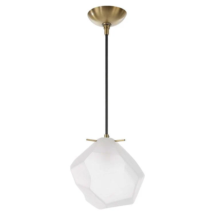 Uttermost Geodesic Frosted Glass Geometric Shape With Antique Brass Finish Pendant Light - Image 7