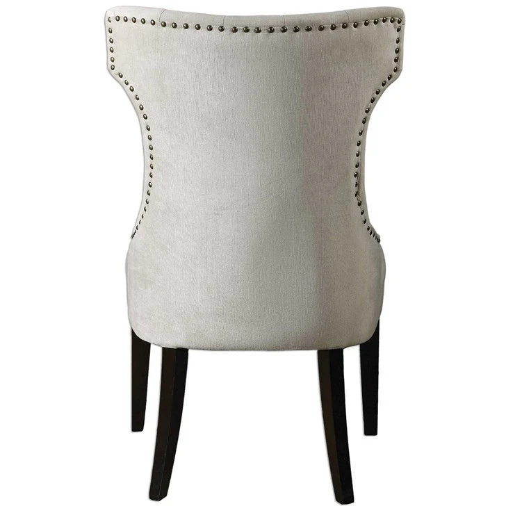 Uttermost Arlette Antique White Velvet Tufted Accent Chair - Image 5