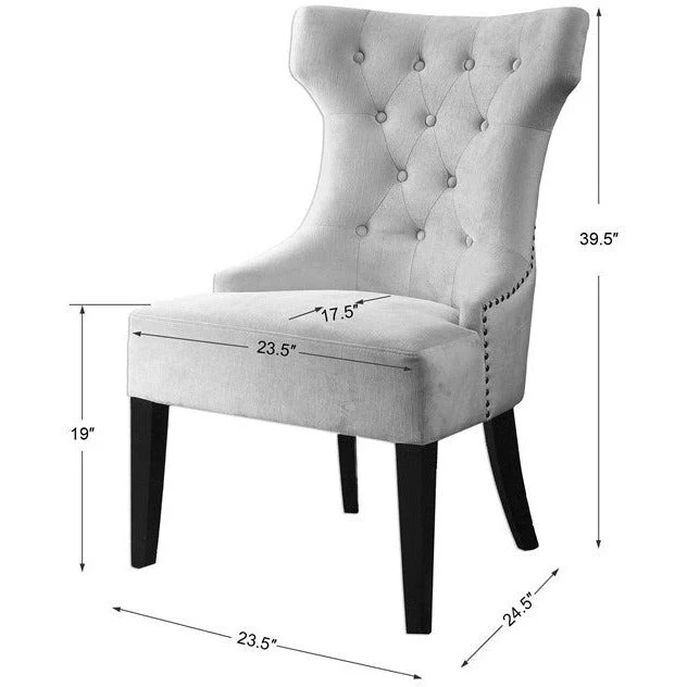 Uttermost Arlette Antique White Velvet Tufted Accent Chair - Image 7