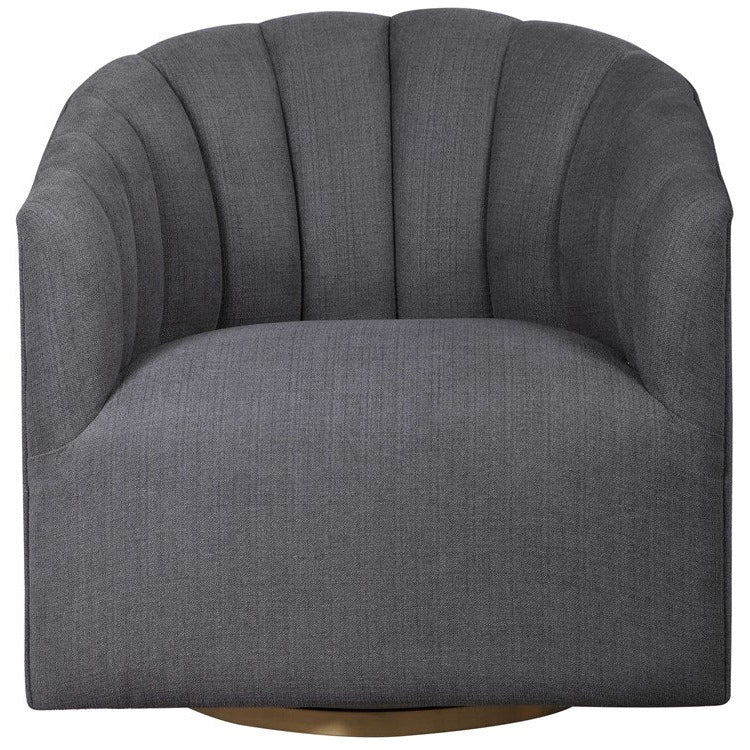 Uttermost Cuthbert Charcoal Gray Fabric Barrel Back Swivel Chair - Image 2