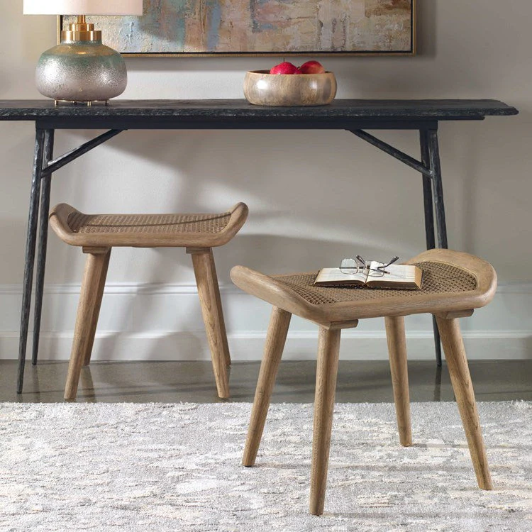 Uttermost Arne Woven Straw Seat Wood Small Bench