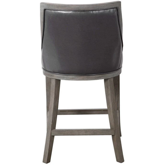 Uttermost Elowen Steel Gray Faux Leather Counter Stool With Wood Frame - Image 6