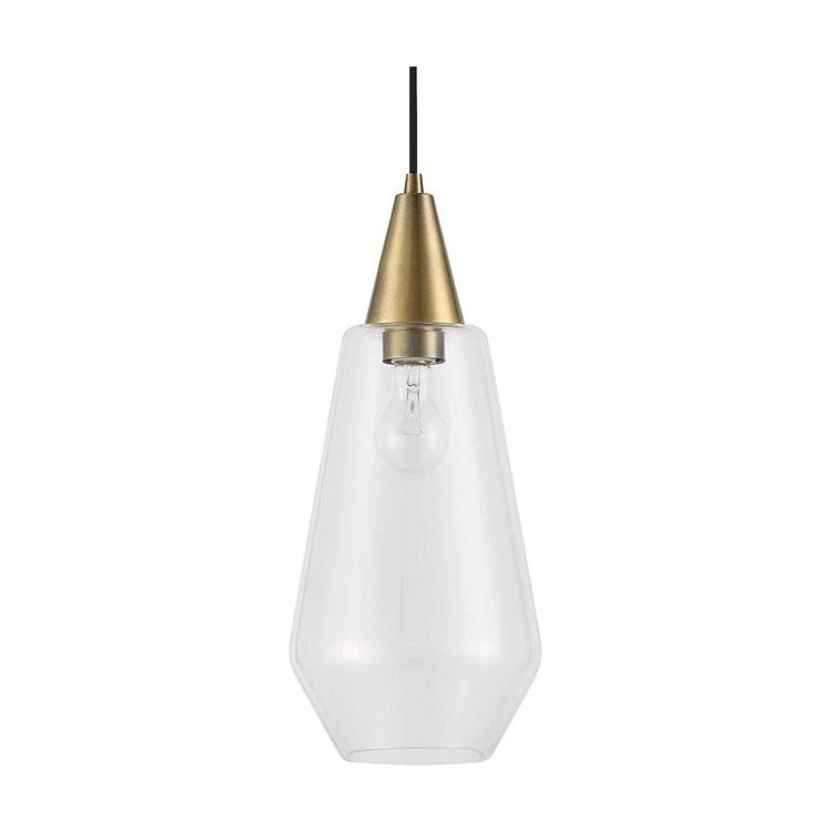Uttermost Eichler Clear Glass with Antique Brass Accents Mini Pendant Light - Image 3