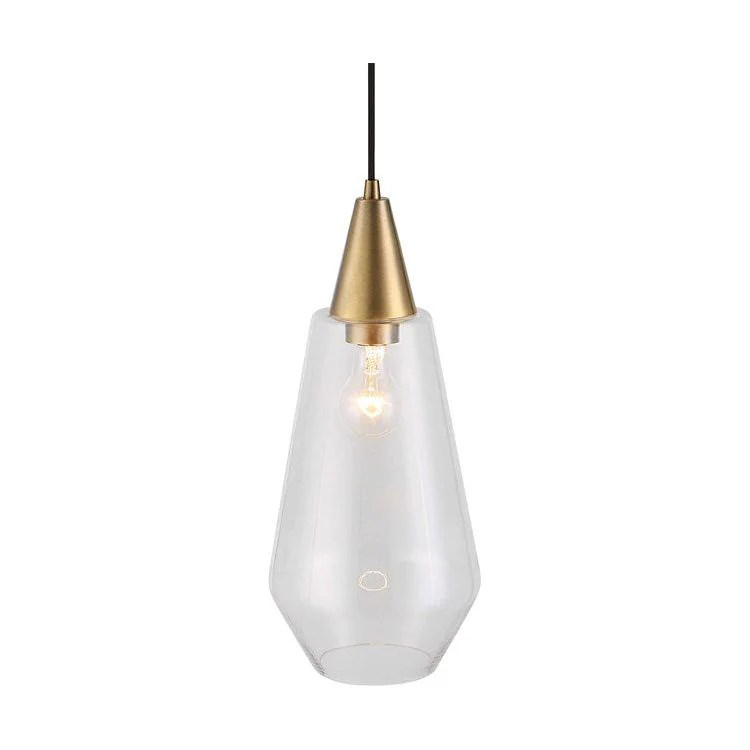 Uttermost Eichler Clear Glass with Antique Brass Accents Mini Pendant Light - Image 4