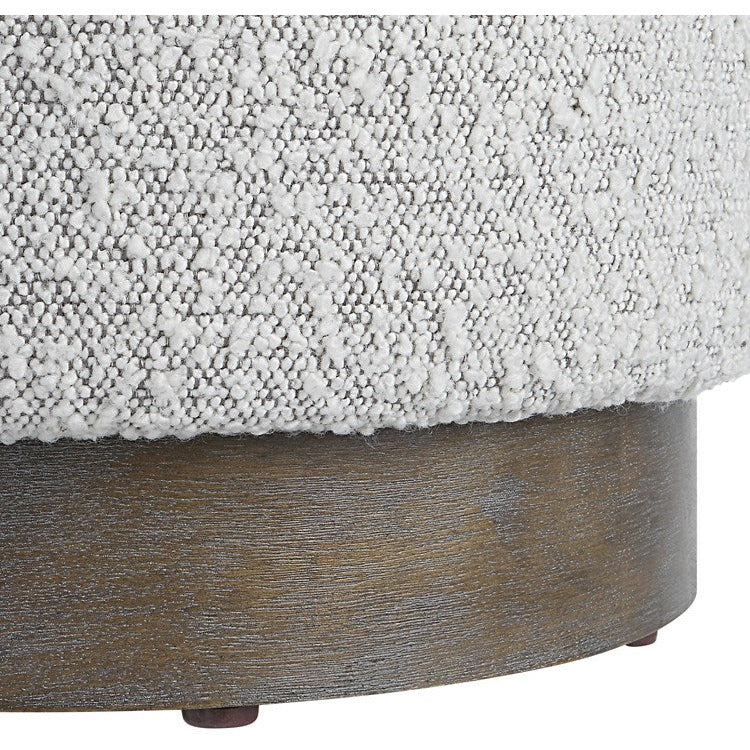 Uttermost Avila Gray Boucle Fabric Round Ottoman - Image 5