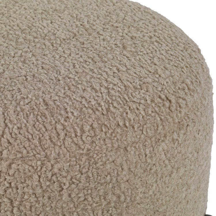 Uttermost Arles Latte Faux Shearling Round Ottoman - Image 3