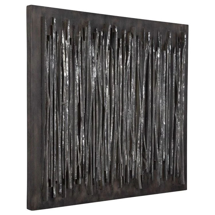Uttermost Emerge Fossil Gray with Silver Leaf Accents Aged Teak Wood Wall Panel - Image 4
