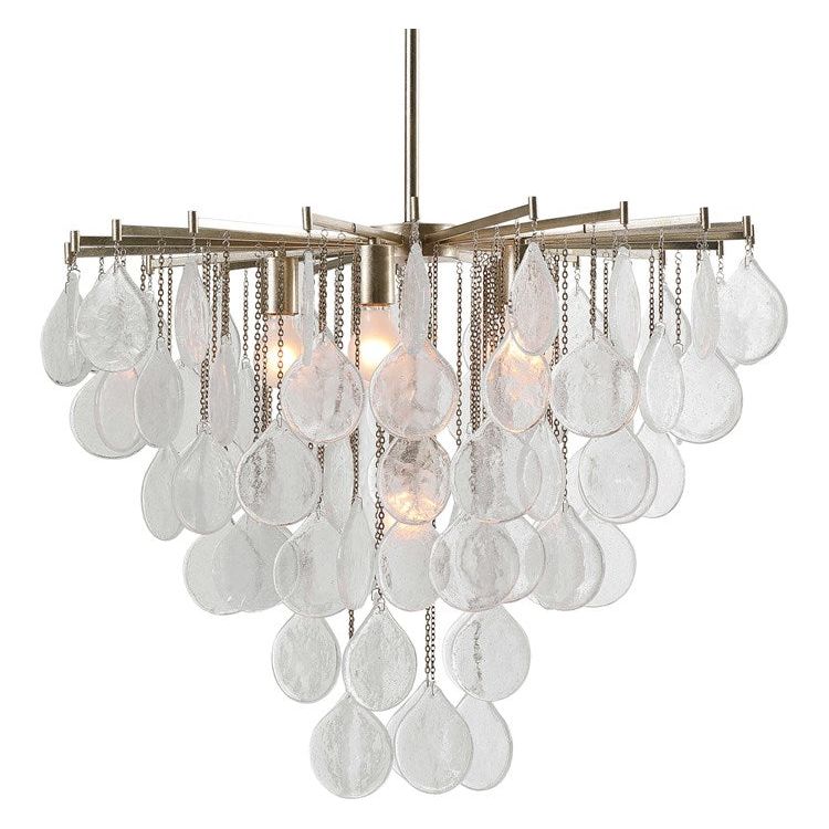 Uttermost Goccia Tear Drop Seeded Glass with Silver Leaf Accents 6 Light Pendant - Image 2